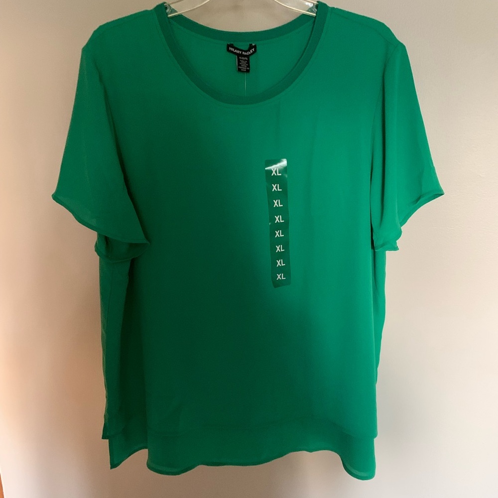 New Hilary Radley Women’s Vibrant Green Short Sleeve Blouse. Size XL - Picture 3 of 5